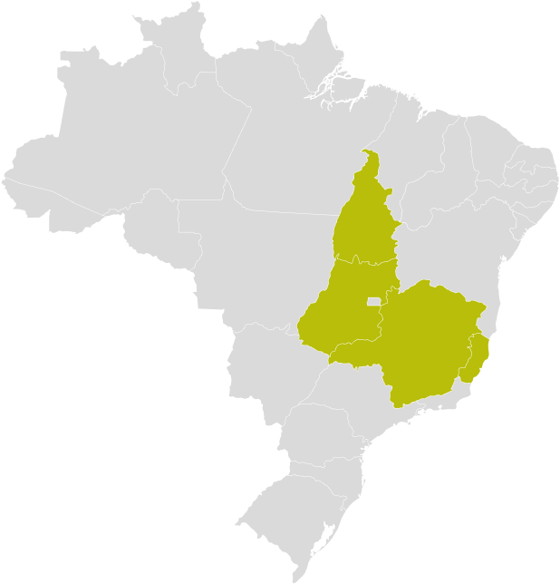 Mapa da distribuição geográfica de geração de energia da Hy Brazil