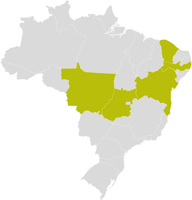 Mapa da distribuição geográfica de geração de energia da Hy Brazil